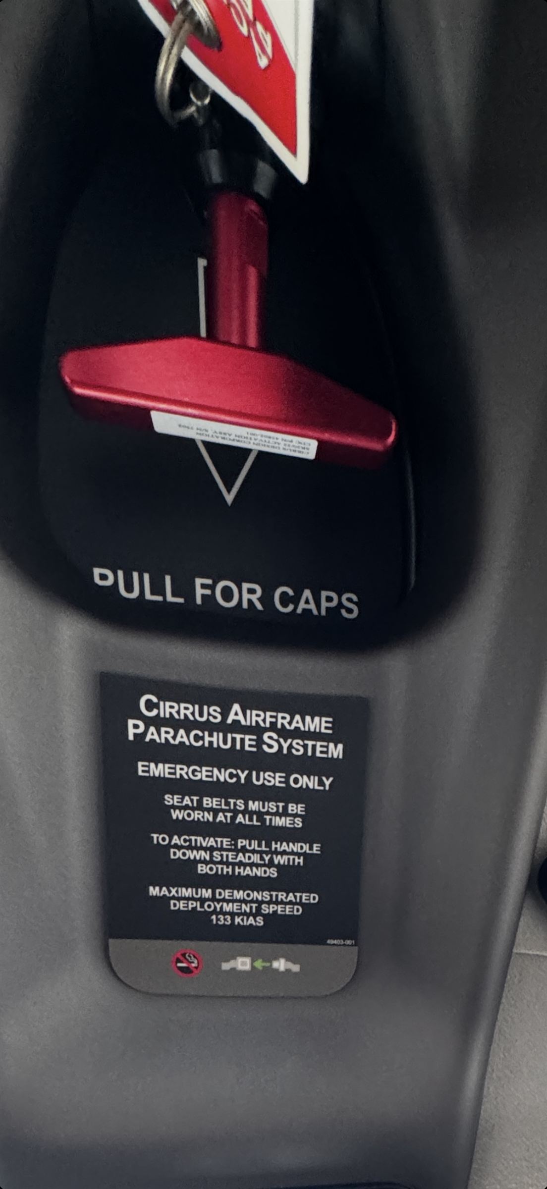 Cirrus Airframe Parachute System activation handle